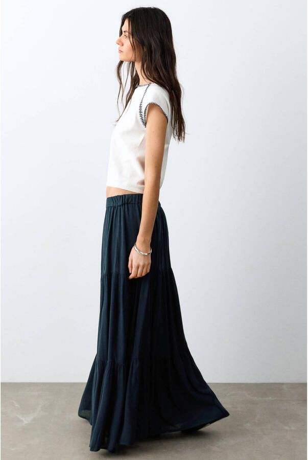 MANGO TEEN maxi rok donkerblauw