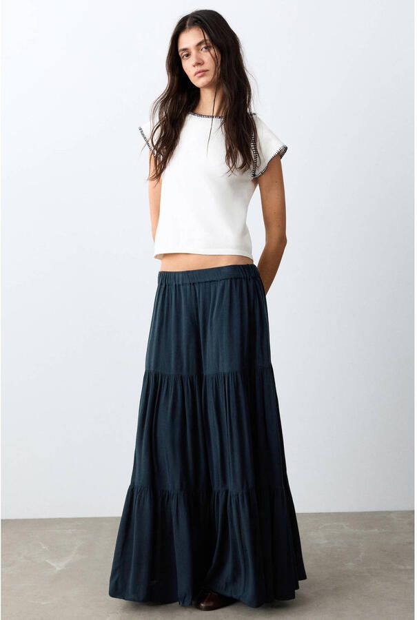 MANGO TEEN maxi rok donkerblauw - Foto 2