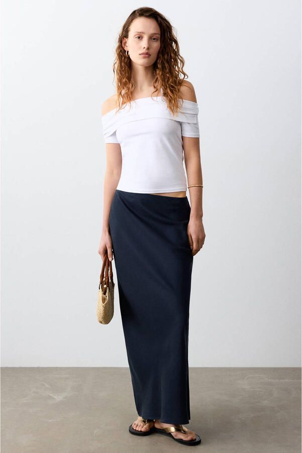 MANGO TEEN maxi rok donkerblauw