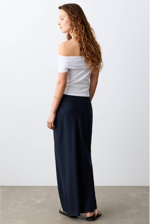 MANGO TEEN maxi rok donkerblauw - Foto 3
