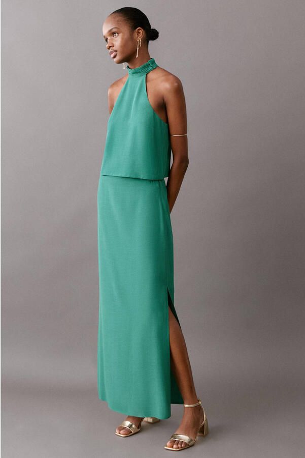 MANGO TEEN maxi rok groen