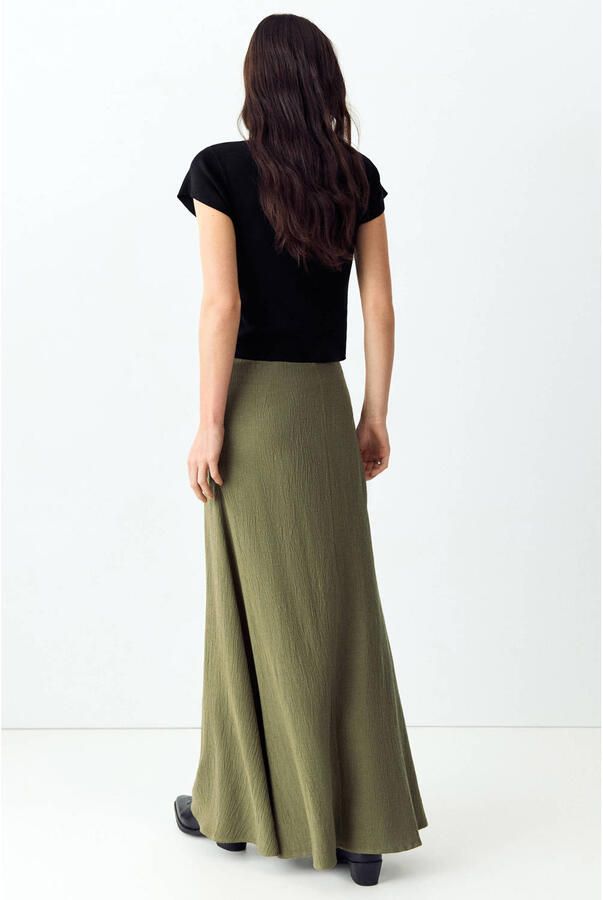 MANGO TEEN maxi rok met borduursels kaki - Foto 3