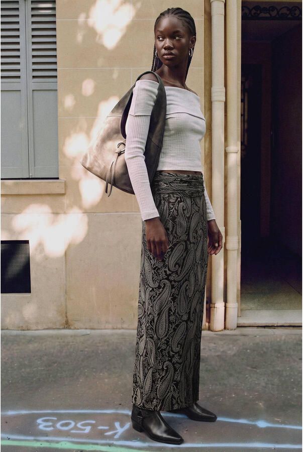 MANGO TEEN maxi rok met paisley zwart - Foto 3