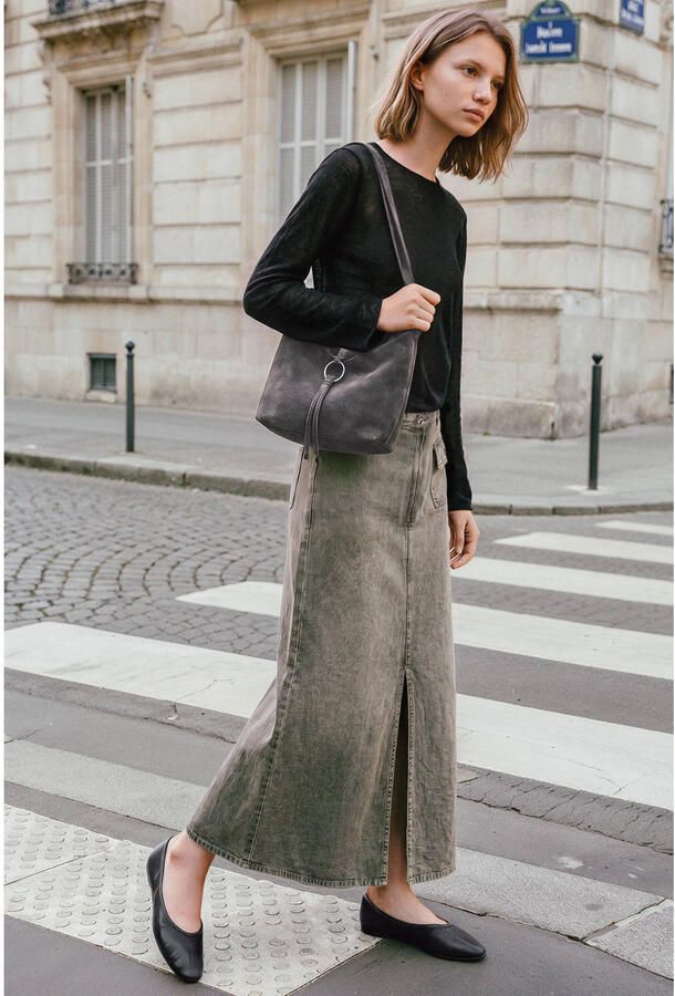 MANGO TEEN maxi rok met split kaki - Foto 2