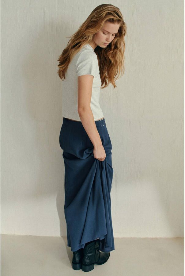 MANGO TEEN maxi rok met studs donkerblauw - Foto 2