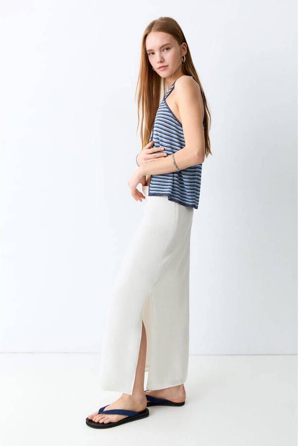MANGO TEEN maxi rok wit - Foto 3