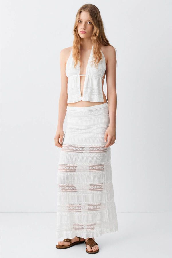 MANGO TEEN maxi rok wit