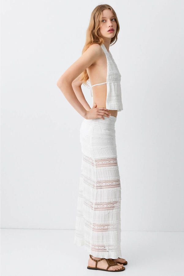 MANGO TEEN maxi rok wit - Foto 2
