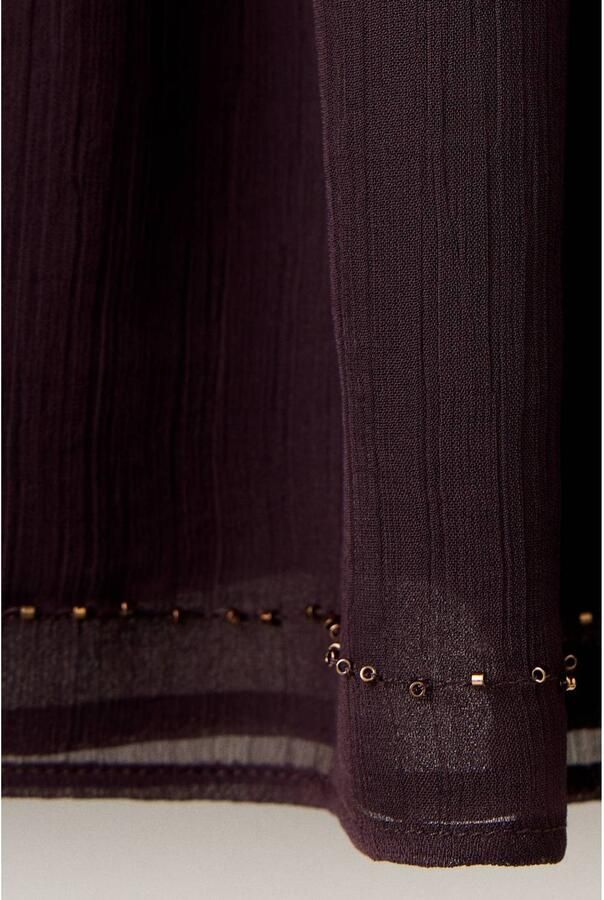 MANGO TEEN midi blousejurk met borduursels paars Meisjes Polyester V-hals maat 152(XXS) - Foto 2