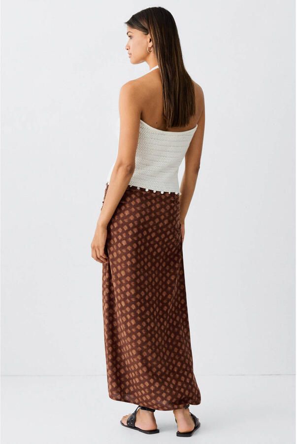 MANGO TEEN midi rok met split en print bruin - Foto 2