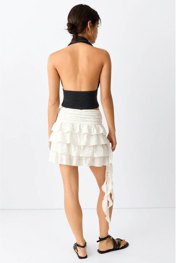 MANGO TEEN mini rok met ruches wit - Foto 3