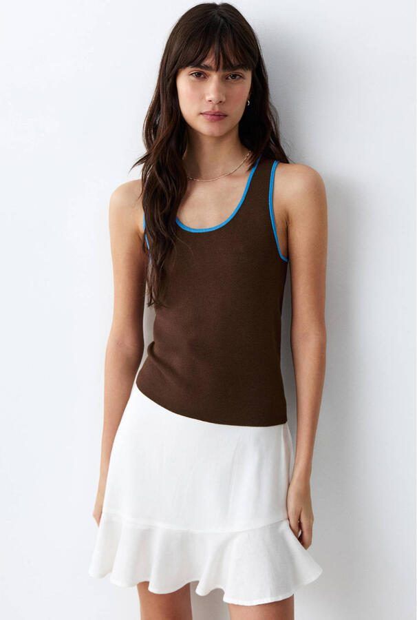 MANGO TEEN mouwloze top donkerbruin
