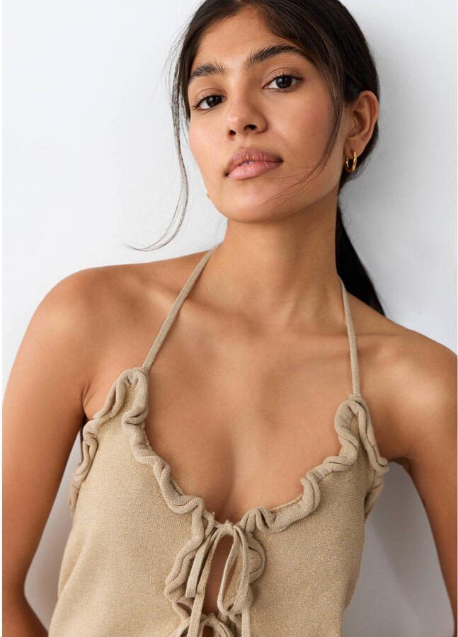 MANGO TEEN mouwloze top fijn gebreid beige - Foto 3