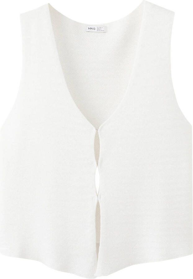 MANGO TEEN mouwloze top fijn gebreid wit