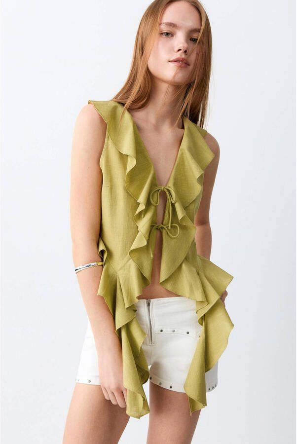 MANGO TEEN mouwloze top groen