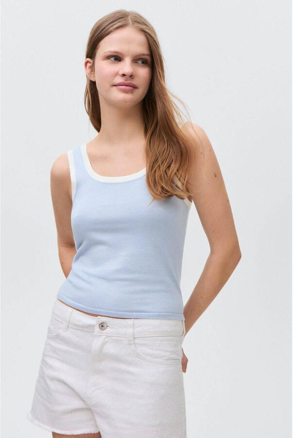 MANGO TEEN mouwloze top lichtblauw