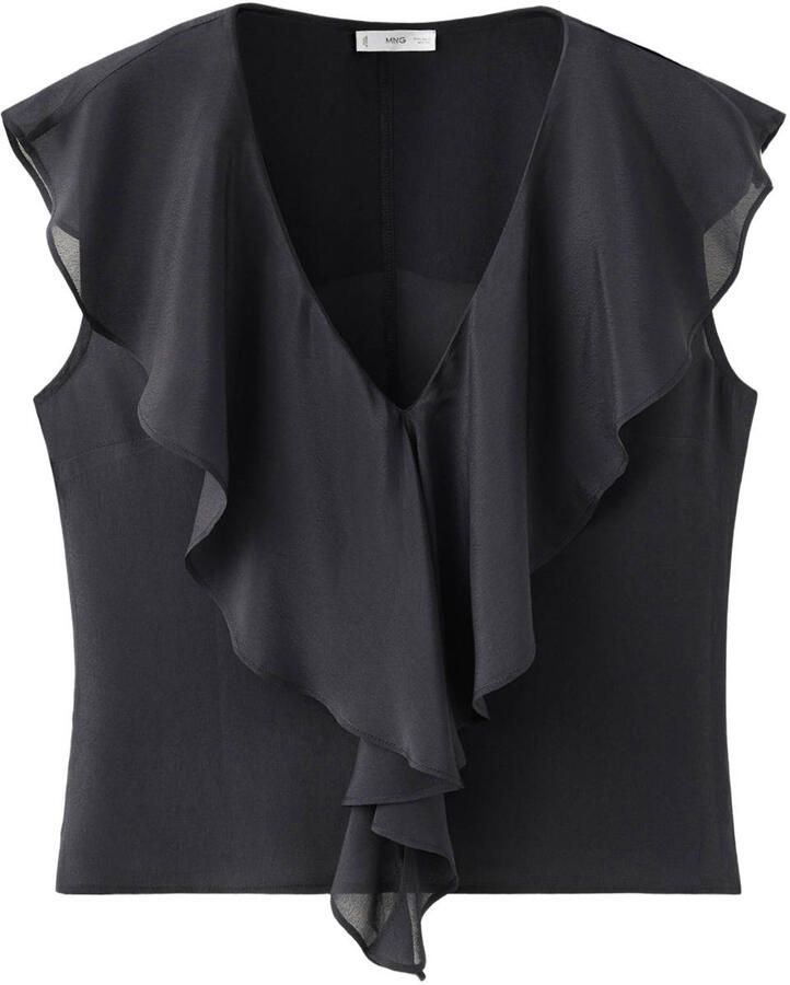 MANGO TEEN mouwloze top met ruches antraciet