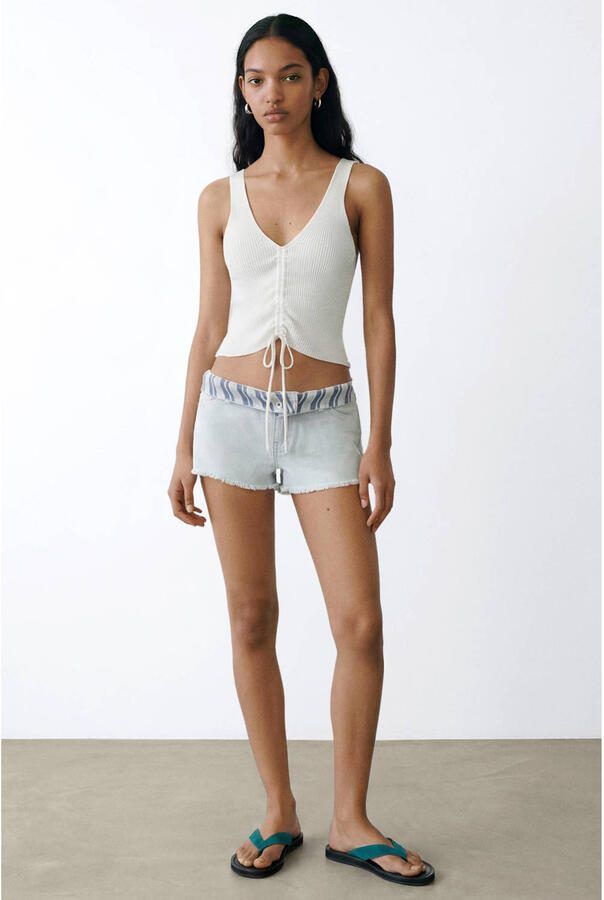 MANGO TEEN mouwloze top rib gebreid wit