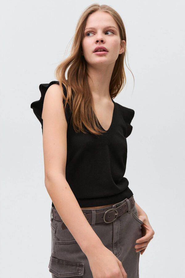 MANGO TEEN mouwloze top zwart fijn gebreid - Foto 3