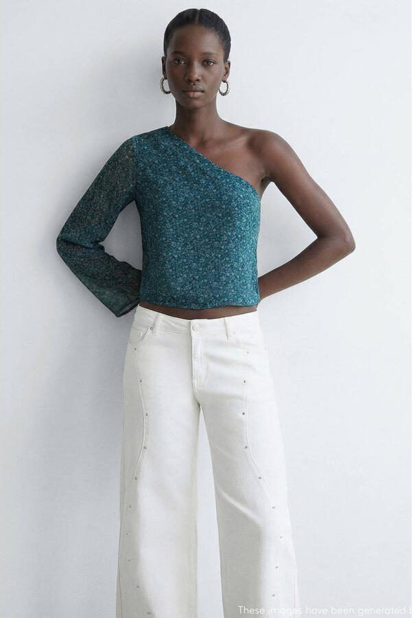 MANGO TEEN off shoulder top blauw - Foto 3