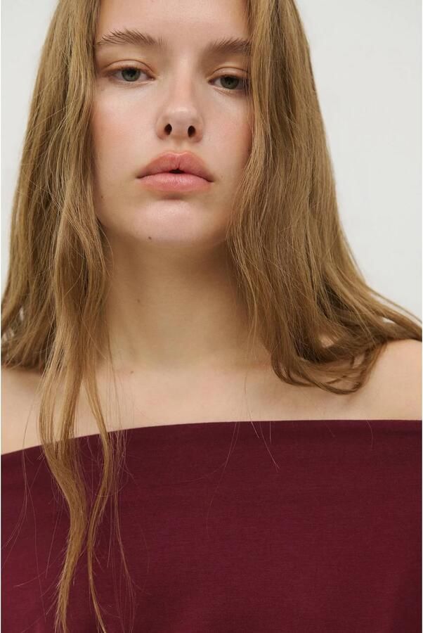 MANGO TEEN off shoulder top donkerrood Effen maat 152(XXS) - Foto 3