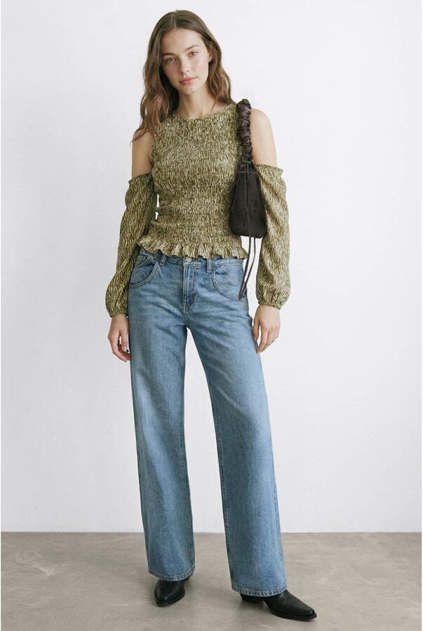 MANGO TEEN off shoulder top groen - Foto 3
