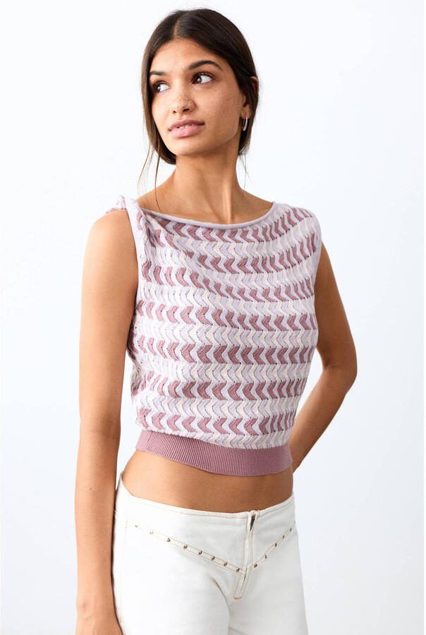 MANGO TEEN off shoulder top roze fijn gebreid