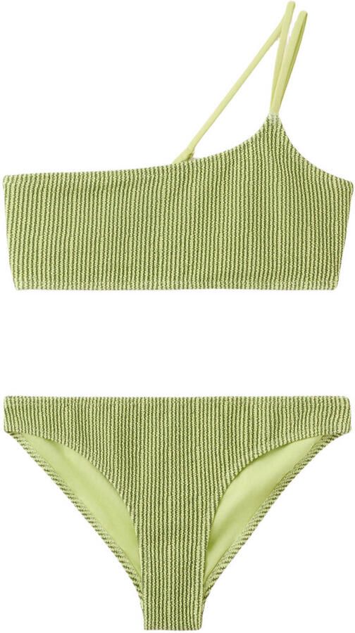 MANGO TEEN one shoulder bikini groen