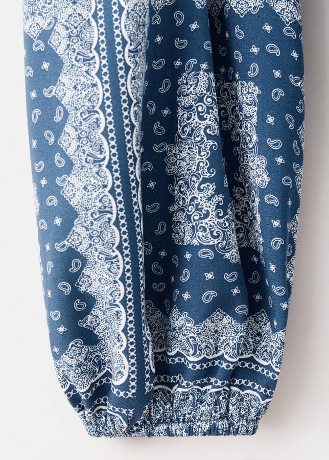 MANGO TEEN one shoulder jurk met paisley print blauw - Foto 2