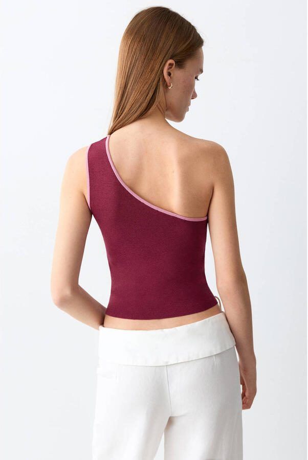MANGO TEEN one shoulder top donkerrood - Foto 3