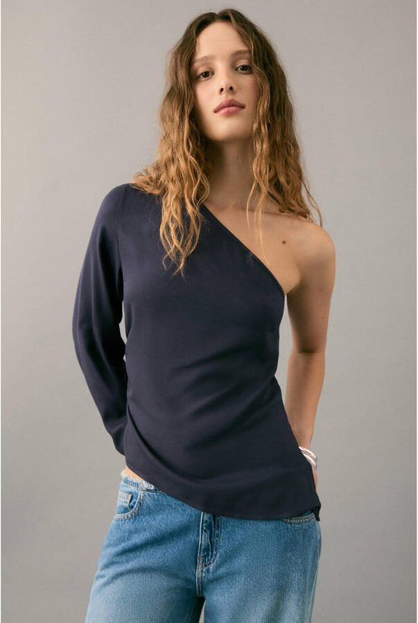 MANGO TEEN one shoulder top marineblauw