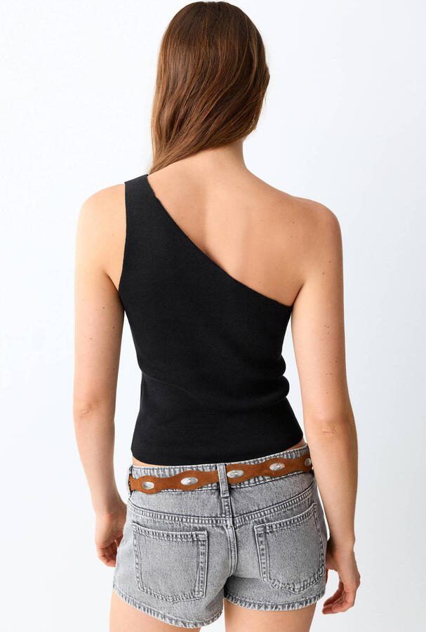 MANGO TEEN one shoulder top zwart - Foto 2