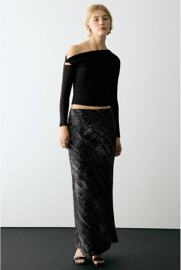 MANGO TEEN one shoulder top zwart Effen maat 152(XXS) - Foto 2