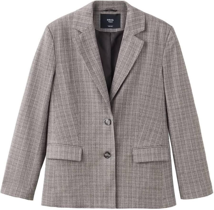 MANGO TEEN oversized geruite blazer bruin taupe