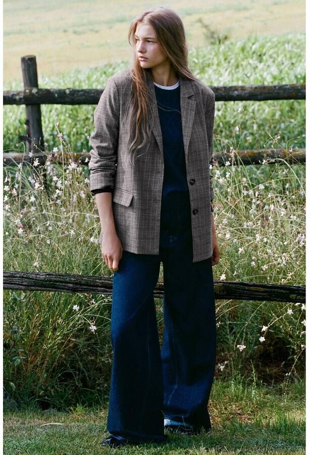 MANGO TEEN oversized geruite blazer bruin taupe - Foto 2