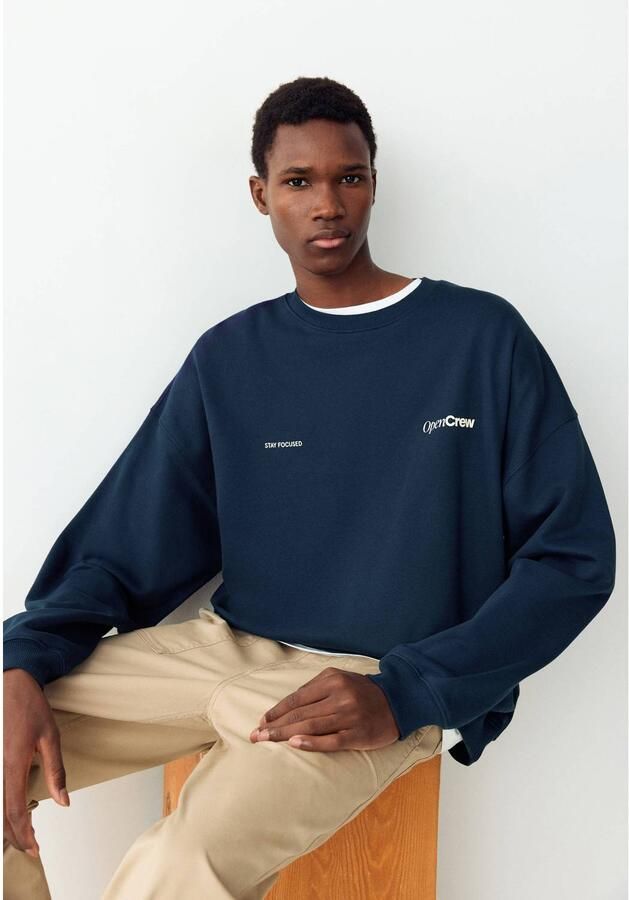 MANGO TEEN oversized sweater met backprint donkerblauw