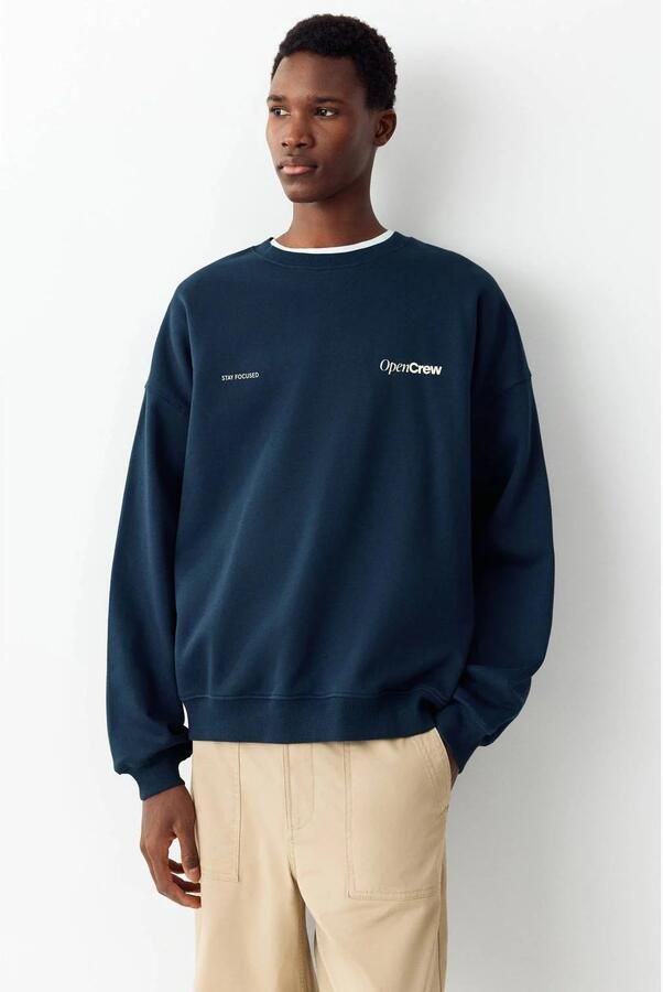 MANGO TEEN oversized sweater met backprint donkerblauw - Foto 3