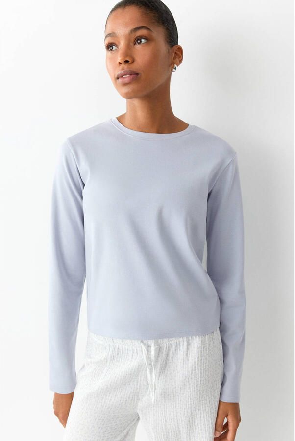 MANGO TEEN pyjama met print lichtblauw ecru