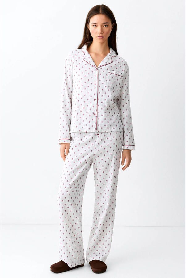 MANGO TEEN pyjama met print wit rood