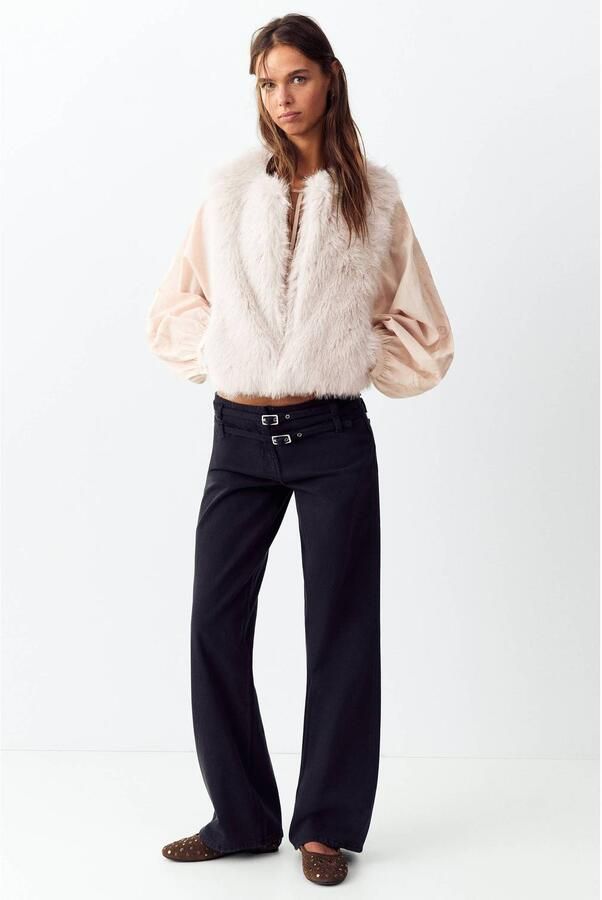 MANGO TEEN rechtvallend gilet ecru - Foto 3