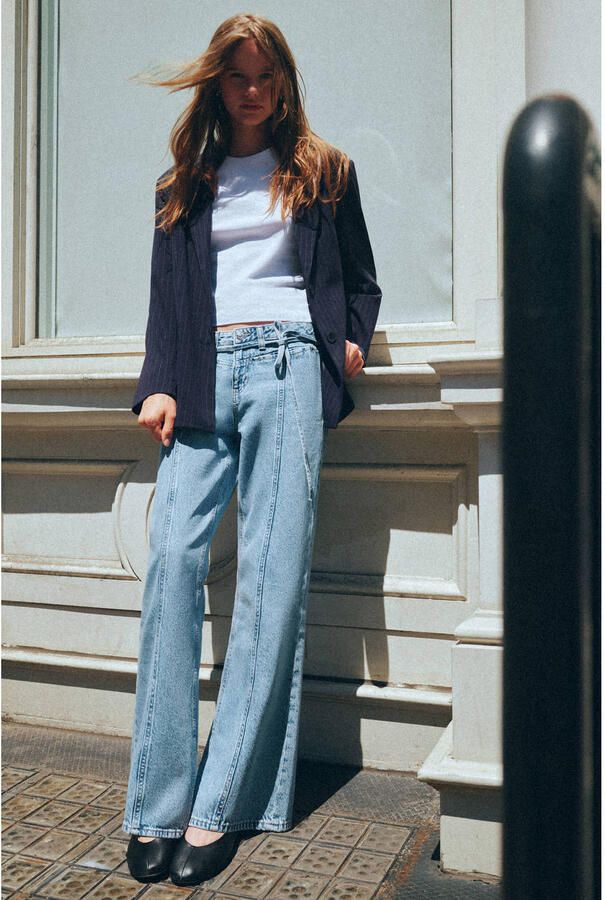 MANGO TEEN regular blazer met krijtstreep donkerblauw - Foto 2