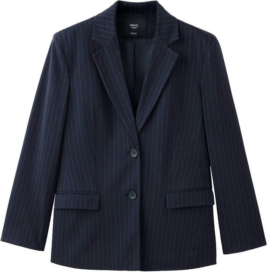 MANGO TEEN regular blazer met krijtstreep donkerblauw