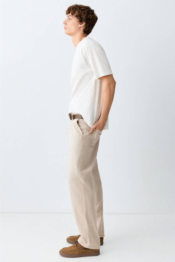 MANGO TEEN regular fit straight leg jeans beige