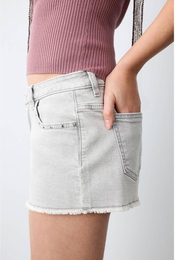 MANGO TEEN regular waist short grey denim - Foto 2