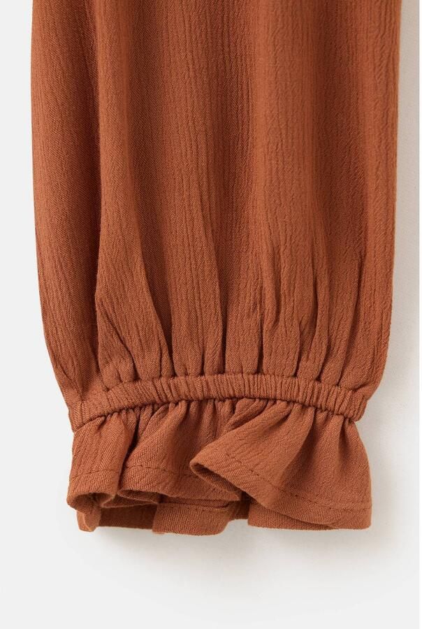 MANGO TEEN semi-transparante blousetop met ruches donkergeel - Foto 3