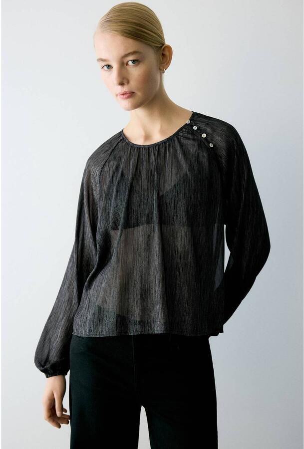 MANGO TEEN semi-transparante blousetop zwart