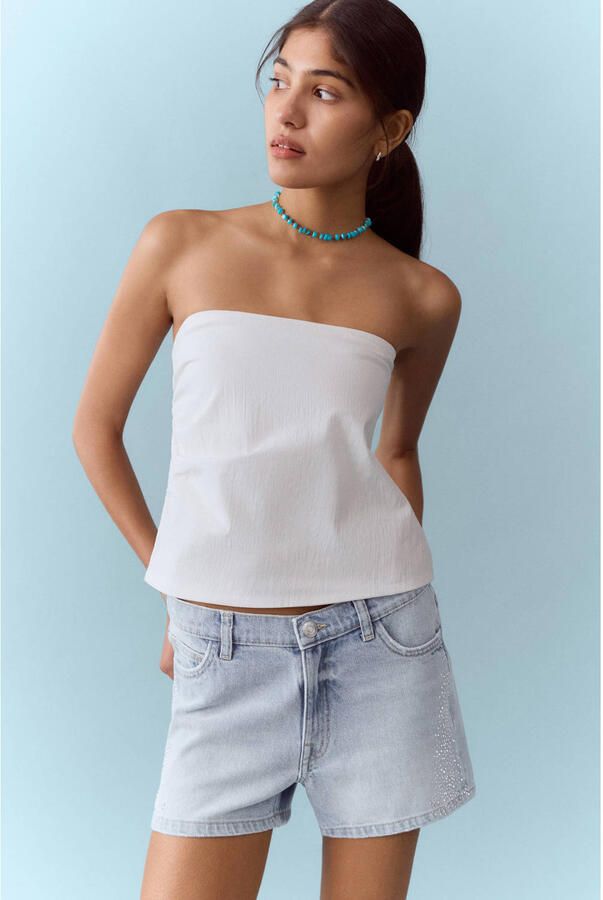 MANGO TEEN short light blue denim