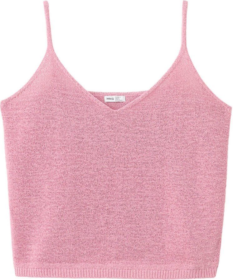 MANGO TEEN spaghettitop roze gebreid