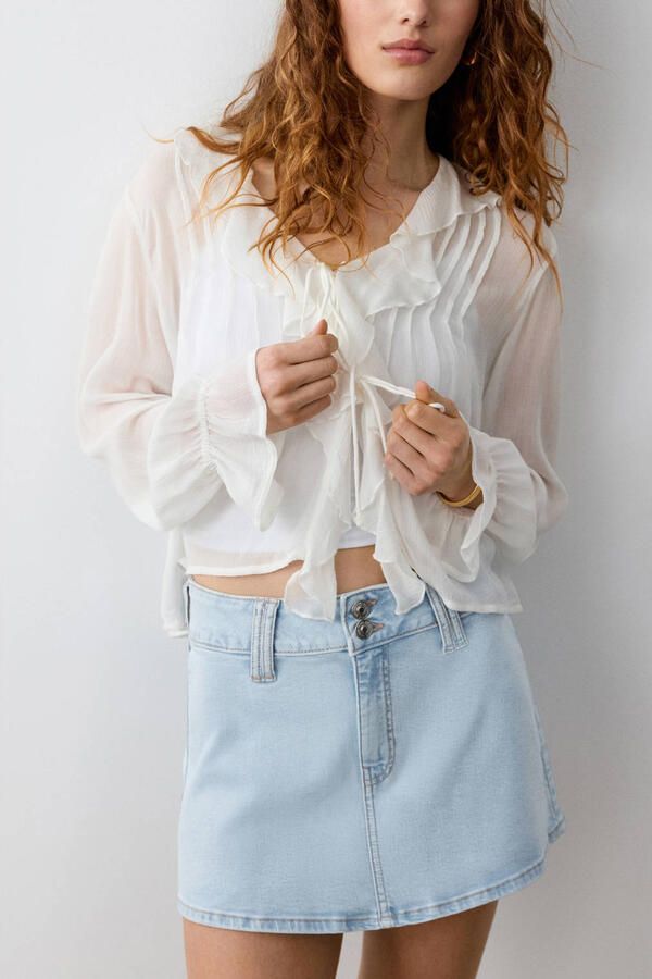 MANGO TEEN spijkerrok light blue denim