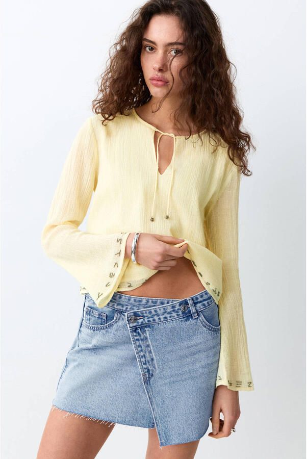 MANGO TEEN spijkerrok light blue denim